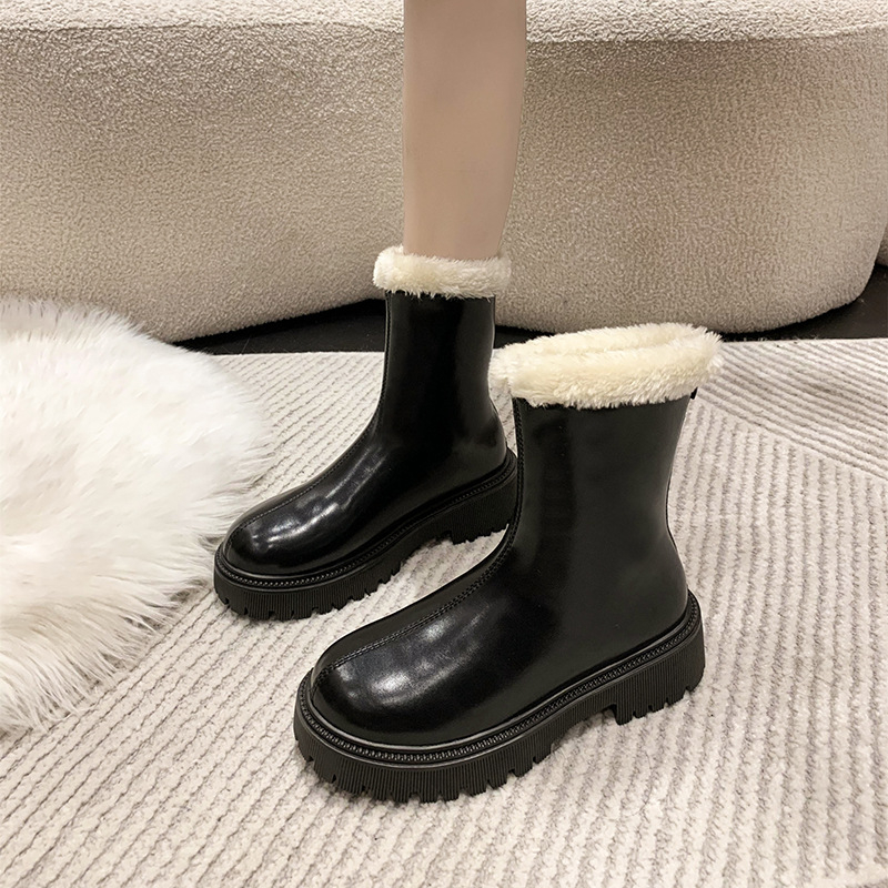 2024 Nove baršunaste zadebljane velike pamučne modne čizme za žene, zimske čizme velikih dimenzija s patentnim zatvaračem, četvrtaste pete, pamučne čizme s debelim potplatom