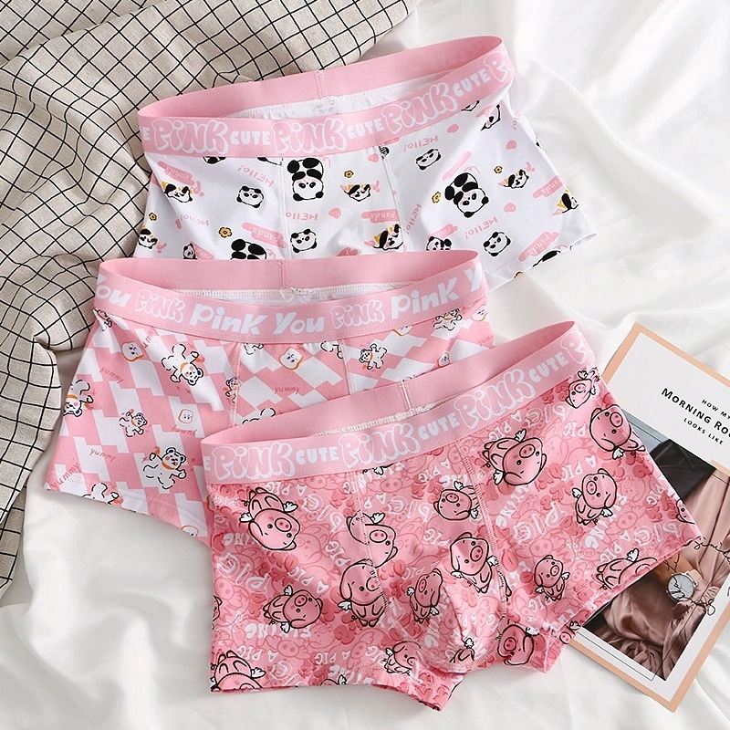 Muške ružičaste gaćice s četiri kuta od čistog pamuka Cross-border Explosions, moderne bokserice s kontrastnim printom u boji, poklon za parove