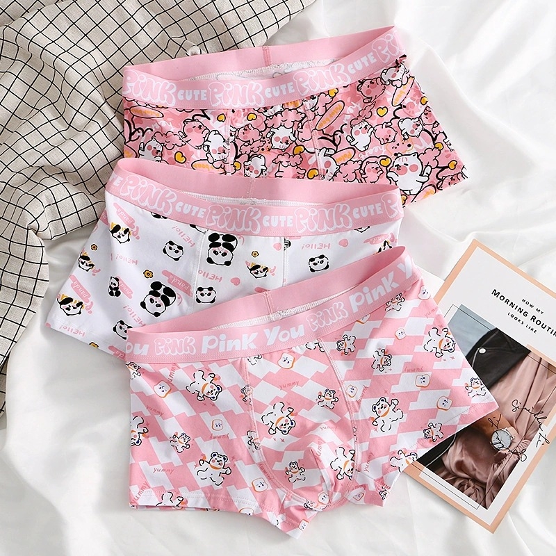 Muške ružičaste gaćice s četiri kuta od čistog pamuka Cross-border Explosions, moderne bokserice s kontrastnim printom u boji, poklon za parove