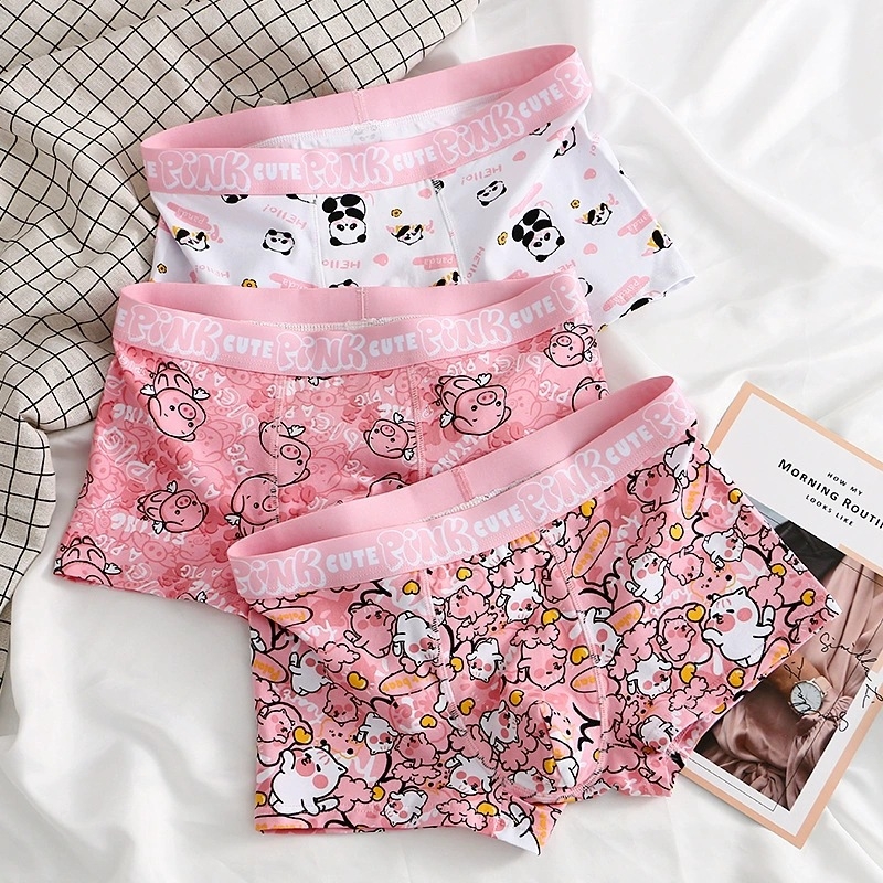 Muške ružičaste gaćice s četiri kuta od čistog pamuka Cross-border Explosions, moderne bokserice s kontrastnim printom u boji, poklon za parove