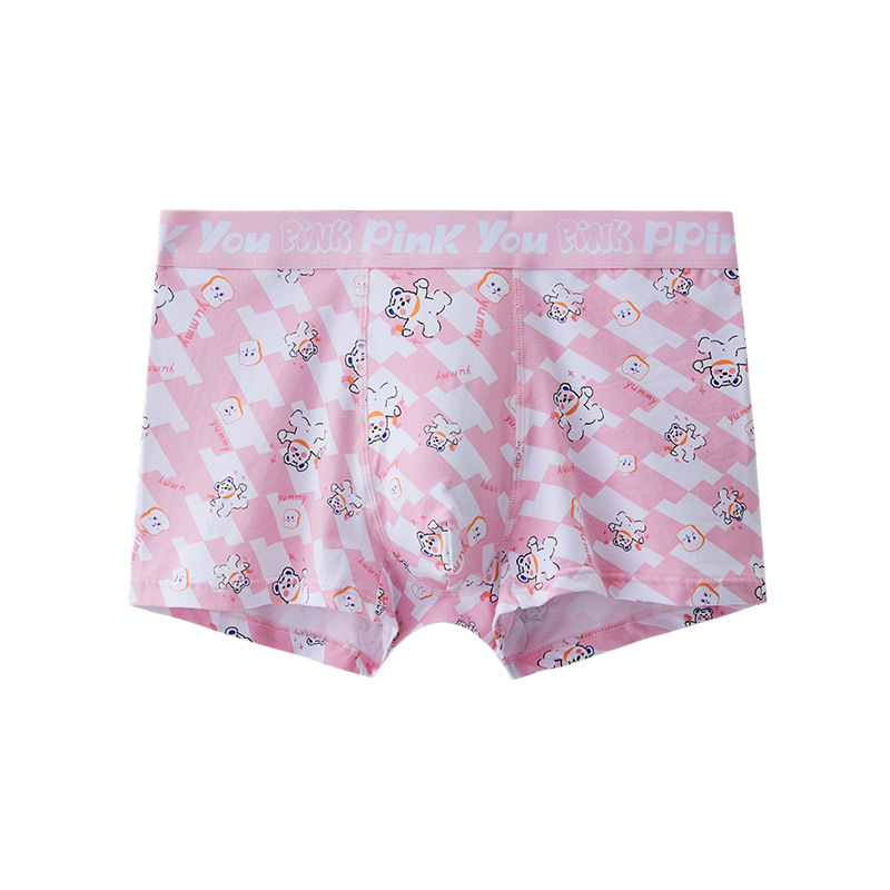 Muške ružičaste gaćice s četiri kuta od čistog pamuka Cross-border Explosions, moderne bokserice s kontrastnim printom u boji, poklon za parove