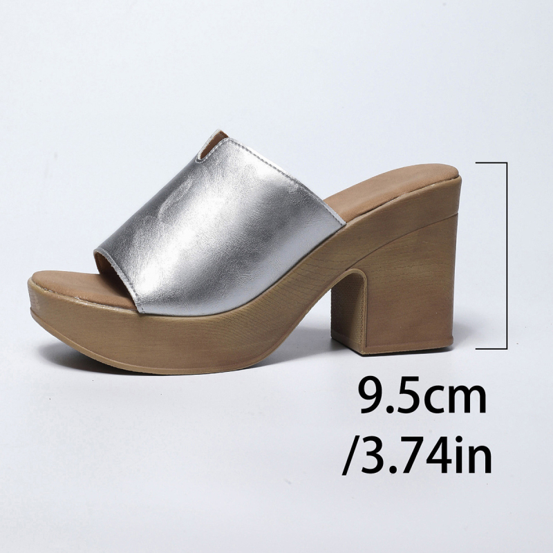 Дамски сандали с висок ток и външна търговия, лято 2025, нови европейски и американски, секси, с дебел ток и голям размер, едноредови сандали