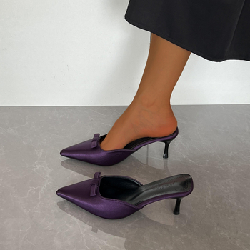 Γυναικεία Παπούτσια Baotou Half-Flop Μεγάλο Μέγεθος με Μυτερές Μύτες Παντόφλες Στιλέτο Ψηλοτάκουνα Αδυνατιστικά Γαλλικά Μοντέρνα Σέξι Γυναικεία Half-Flop