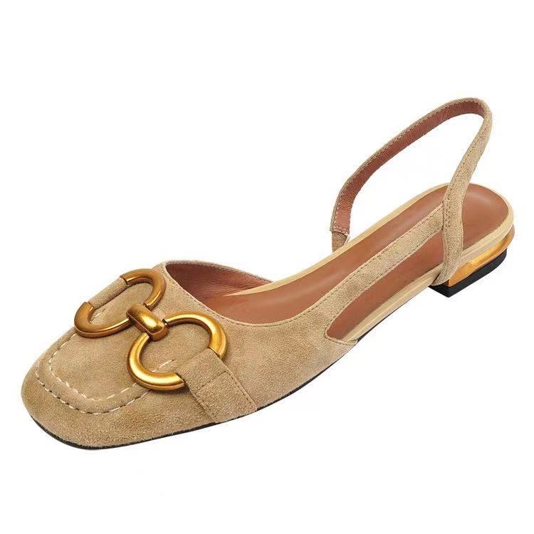 Дамски френски сандали с пръсти, лято 2023, нови метални катарами с конски пръсти, празни обувки, дамски равни ретро обувки