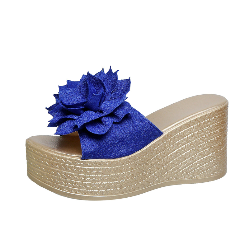 Дамски сандали на танкетка за жени, лято 2025, нови експортни чехли с дебела подметка тип „рибешка уста“ с цветен пандишпан