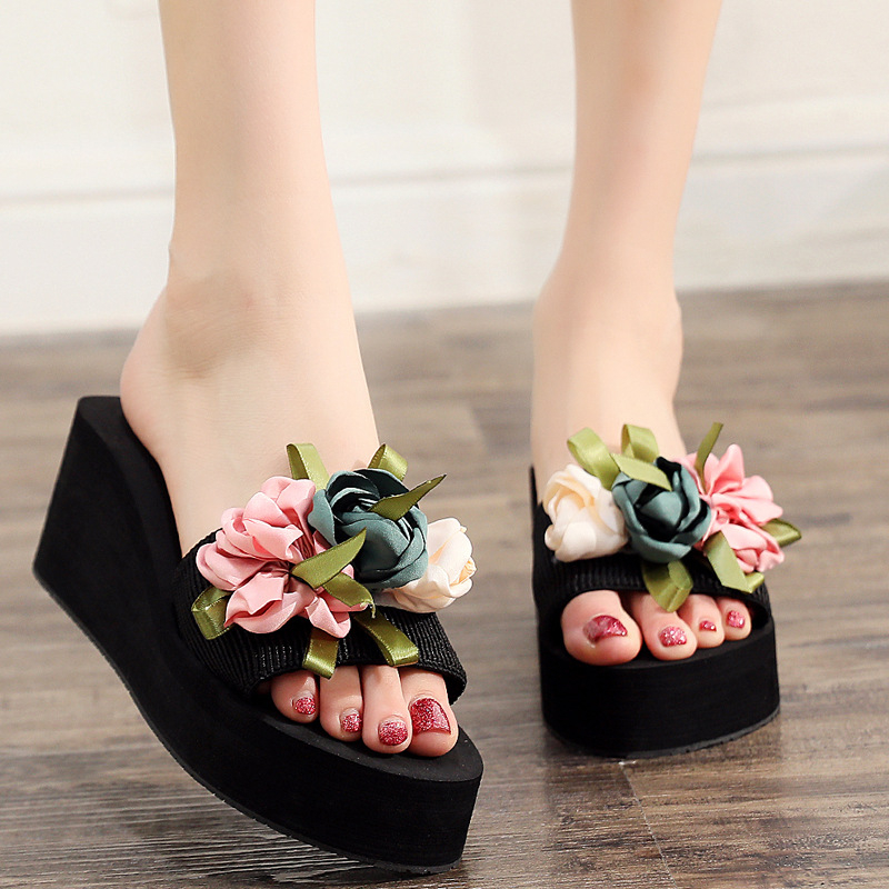 Дамски летни плажни обувки на открито, сандали с цветен принт, празнични сандали с големи размери, дамски джапанки на едро, трансгранична продажба