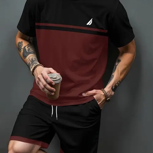 2025. aasta uus Euroopa ja Ameerika eksporditud vabaaja mitmekülgne moodne vabaaja mitmekülgne kvaliteetne lühikeste varrukatega T-särk lühikeste pükste ülikond