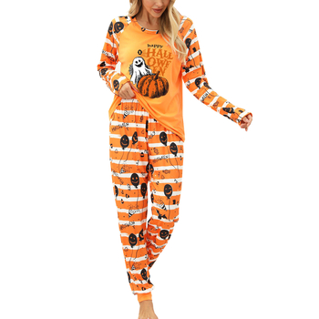 Έτοιμα ρούχα σπιτιού για γυναίκες από τον κατασκευαστή, ευρωπαϊκά και αμερικανικά ρούχα σπιτιού σε δύο κομμάτια, πιτζάμες με εκτύπωση κολοκύθας για το Halloween
