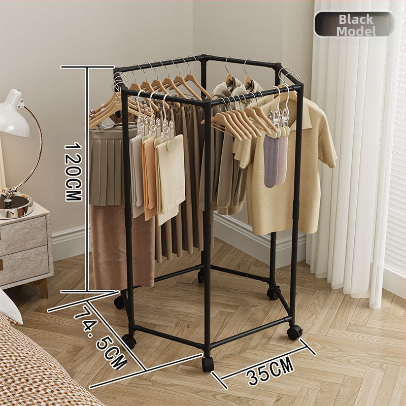 Kodumajapidamises kasutatav kuusnurkne rõdu magamistoa multifunktsionaalne kuivatusrestiga ühiselamu ruumisäästlik paksendatud stabiilne põrandal seisev mantliriiul