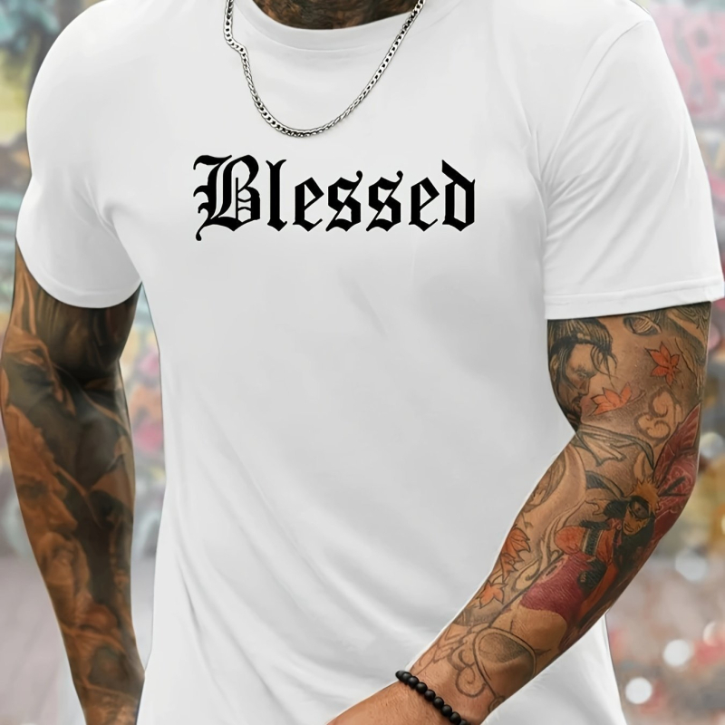 Мъжка модна тениска с кръгло деколте, интересен английски принт, забавен хумор, може да се носи през пролетта и лятото