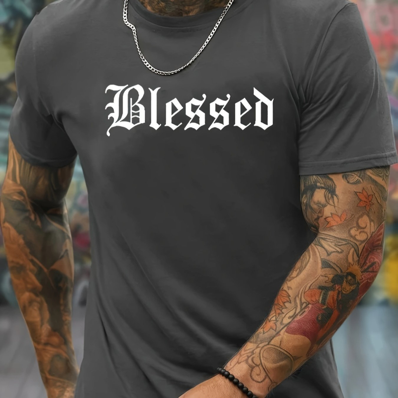 Мъжка модна тениска с кръгло деколте, интересен английски принт, забавен хумор, може да се носи през пролетта и лятото