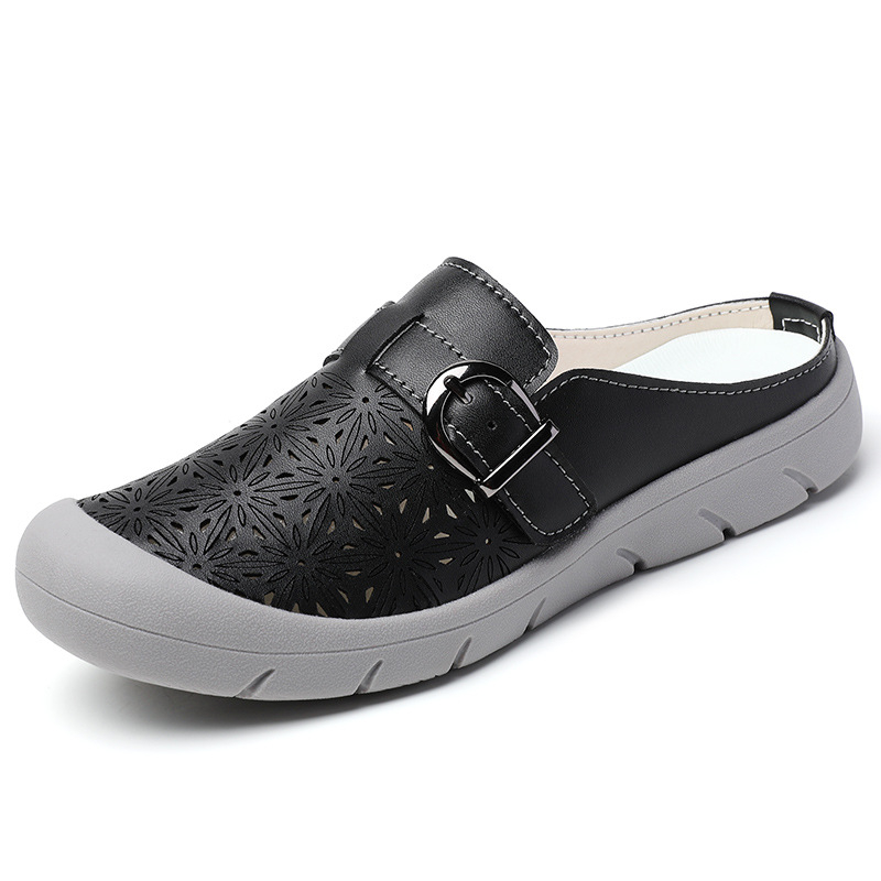 Ljetne papuče za veće veličine, prozračne, šuplje cipele, polu-šop ravne, ležerne, sandale, udobne cipele za mame, jednoslojne cipele