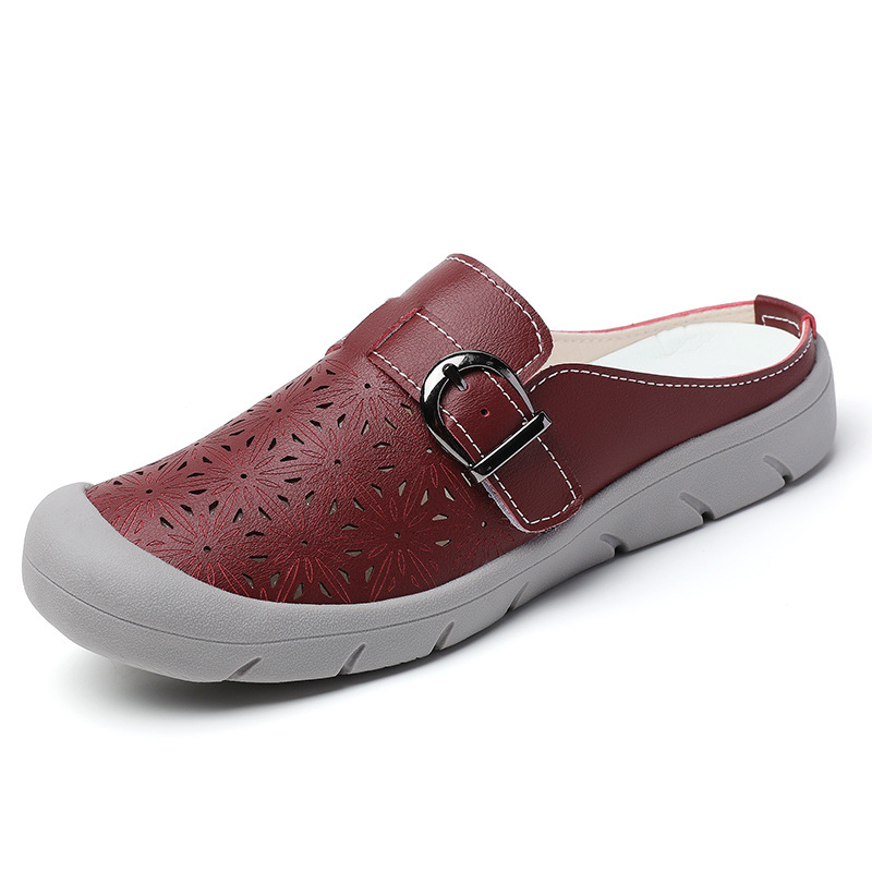 Ljetne papuče za veće veličine, prozračne, šuplje cipele, polu-šop ravne, ležerne, sandale, udobne cipele za mame, jednoslojne cipele