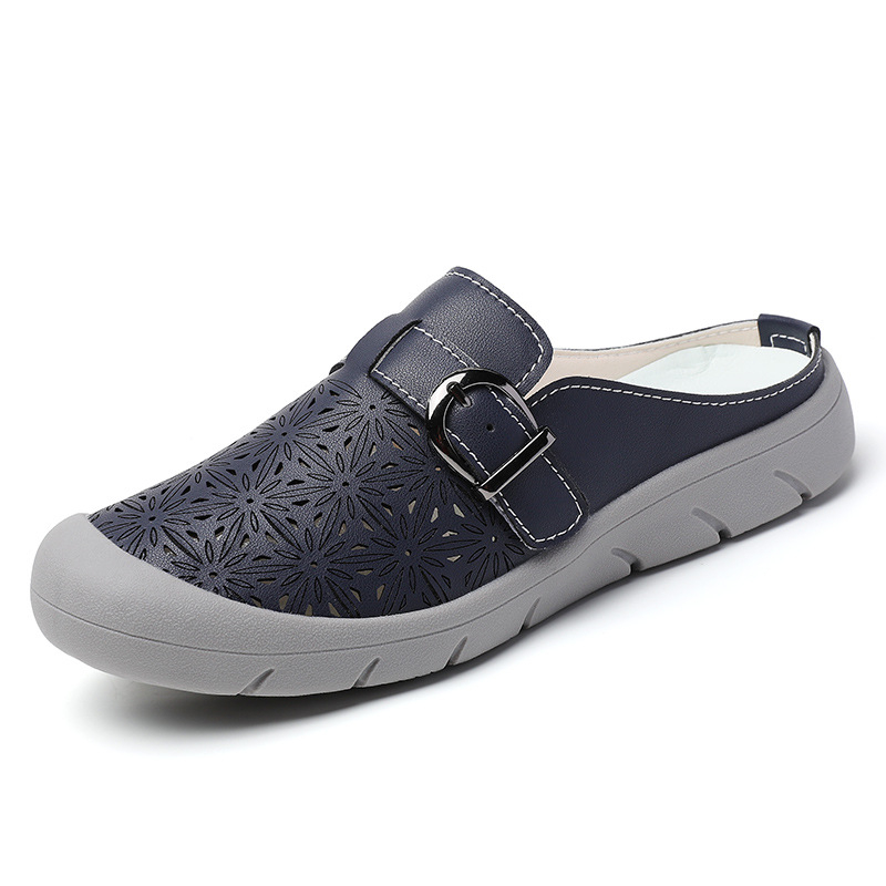 Ljetne papuče za veće veličine, prozračne, šuplje cipele, polu-šop ravne, ležerne, sandale, udobne cipele za mame, jednoslojne cipele