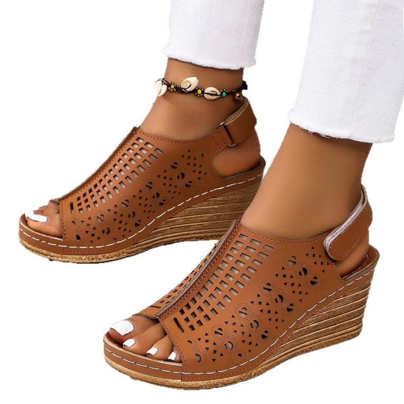 2025 Nove vanjske trgovine Ljetne ženske sandale na klinu preko granice Velike veličine Riblja usta Prozračne sandale na klinu s debelim potplatom Veleprodaja