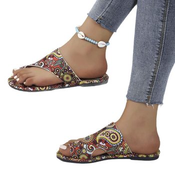 Плоски чехли, износ, голям размер, етнически стил, равни чехли за жени, 2025, нов принтиран римски стил