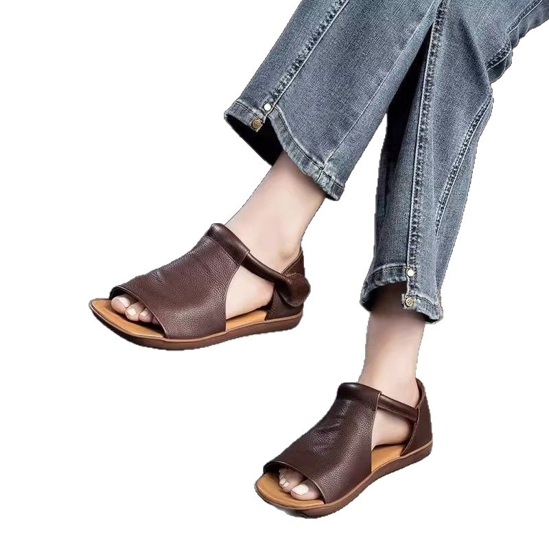 Дамски римски сандали за външна търговия 2025 Лято Нови ретро стил Удобни сандали с мека подметка и отворени пръсти