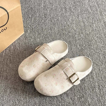 Νέα καλοκαιρινά παπούτσια Birkenstock με ρετρό λουλούδια για γυναίκες του 2025, μοντέρνα Lazy Slip-Ons με φούστες και μισές παντόφλες