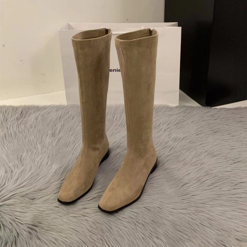 Paksu kontsaga kandilised seemisnahast õhukesed pikad saapad, naiste kingad, sügis ja talv, Korea stiilis, aga põlvesaapad, keskmise kõrgusega rüütlisaapad