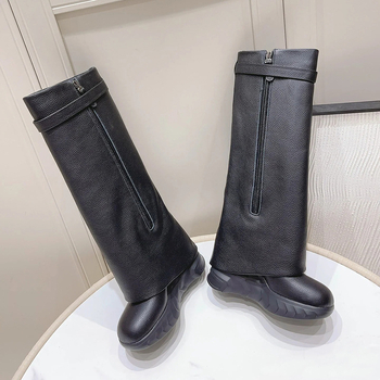 Nove čizme Star Shark, duge čizme s unutarnjom visinom, klinasta peta, debelo dno, visoke čizme za žene