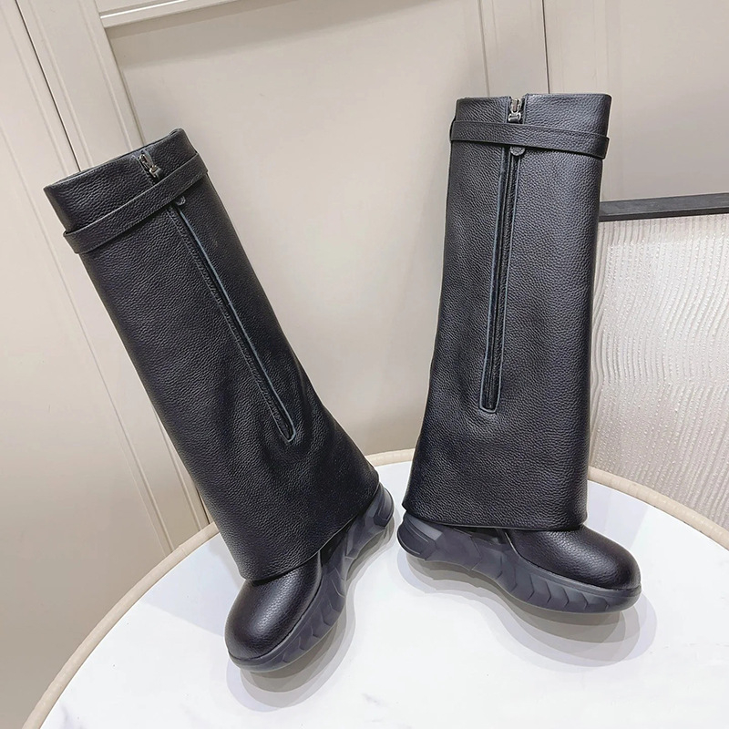 Nove čizme Star Shark, duge čizme s unutarnjom visinom, klinasta peta, debelo dno, visoke čizme za žene