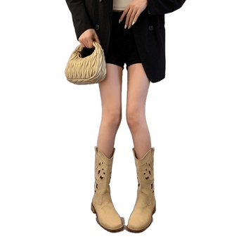 Etničke stilske zapadnjačke čizme, ženske sandale za ljeto 2025., nove retro duge cijevi, jesenske tanke kaubojske čizme u sečuanskom stilu