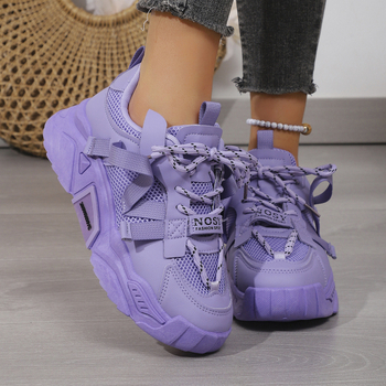 Άνοιξη και Φθινόπωρο 2025 Διασυνοριακές Εξαγωγές Νέα Παπούτσια Dad με Χοντρές Σόλες και Κορδόνια σε Καθαρό Χρώμα για Φοιτήτριες, Casual Αθλητικά Παπούτσια