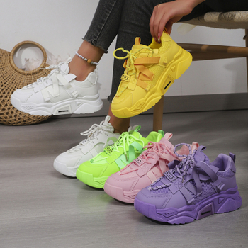 Άνοιξη και Φθινόπωρο 2025 Διασυνοριακές Εξαγωγές Νέα Παπούτσια Dad με Χοντρές Σόλες και Κορδόνια σε Καθαρό Χρώμα για Φοιτήτριες, Casual Αθλητικά Παπούτσια