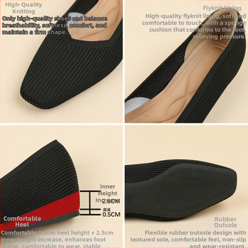 980 τετράγωνο κεφάλι πλεκτό εσωτερικό ύψος αυξανόμενο μικρό V-στόμα ίσιο μονόχρωμο casual all-match γαλλικό κορίτσι μεγάλα μεγέθη μονά παπούτσια