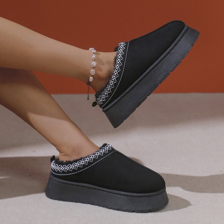 În stoc Cizme de zăpadă pentru femei, iarna, la modă nouă, dintr-o singură bucată, Baotou, papuci cu platformă, pantofi caldi din bumbac, talpă groasă pentru femei