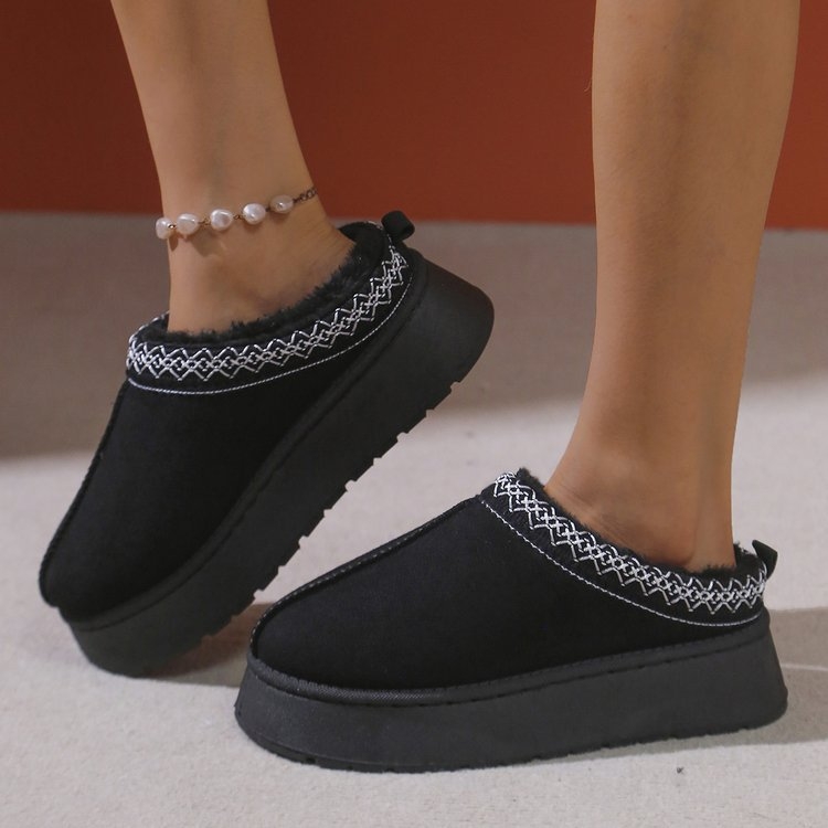 În stoc Cizme de zăpadă pentru femei, iarna, la modă nouă, dintr-o singură bucată, Baotou, papuci cu platformă, pantofi caldi din bumbac, talpă groasă pentru femei