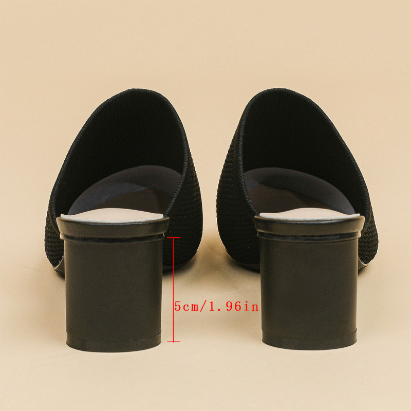 669 vanjske trgovine prekogranične zatvorene sandale sa stražnjim praznim prstima 5 cm, šiljasti vrh, duboka usta od tkanine, polupapuče, ležerne visoke pete, ženske debele pete
