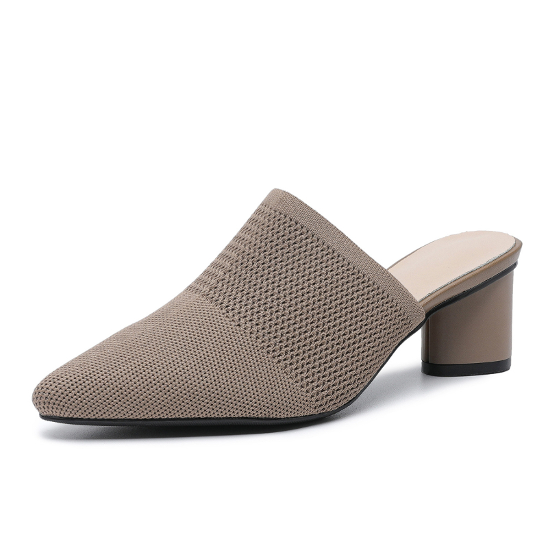 669 vanjske trgovine prekogranične zatvorene sandale sa stražnjim praznim prstima 5 cm, šiljasti vrh, duboka usta od tkanine, polupapuče, ležerne visoke pete, ženske debele pete