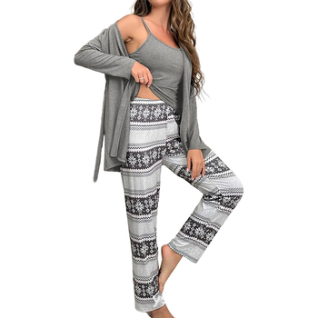 Προσαρμοσμένες πιτζάμες για το σπίτι, εξατομικευμένες, γυναικείες πιτζάμες με τιράντες, νυχτικά, παντελόνι, κοστούμι τριών τεμαχίων, ευρωπαϊκό μέγεθος, έτοιμο για απόθεμα, νέο Tk χονδρικής