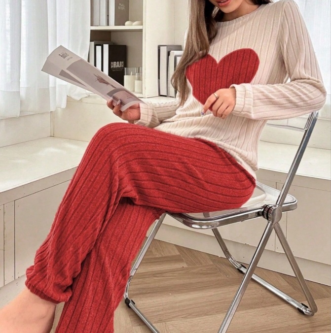 Svestrane pletene hlače širokih nogavica za žene Proljeće i jesen 2024. Novi dvodijelni set visokog struka, drapiranih rebrastih hlača za ležernu kućnu odjeću