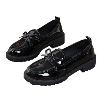 Plus Size prekogranične britanske mokasine, ženske sjajne niske pete s mašnom, ležerne cipele Temu Dropshipping Manufacturer