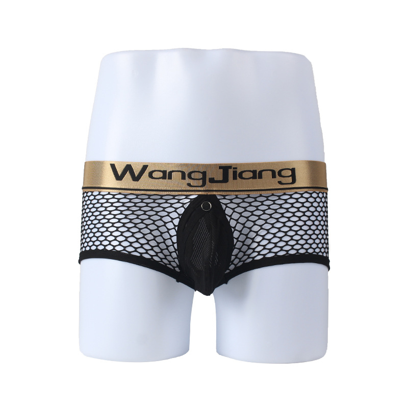 Seksualios vyriškos grynos medvilnės tarpkojo kelnaitės, seksualios medvilnės, didelio tinklelio, užpakalinės dalies, tuščios, atviros tarpkojo, žemo juosmens, plokščio kampo, europietiškos ir amerikietiškos.