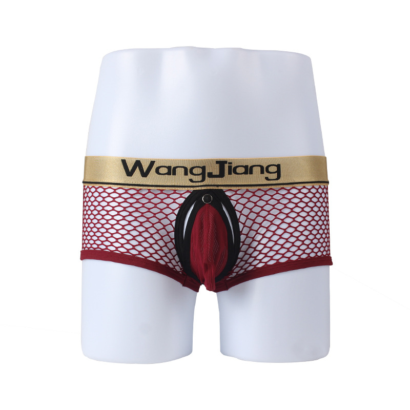 Seksualios vyriškos grynos medvilnės tarpkojo kelnaitės, seksualios medvilnės, didelio tinklelio, užpakalinės dalies, tuščios, atviros tarpkojo, žemo juosmens, plokščio kampo, europietiškos ir amerikietiškos.