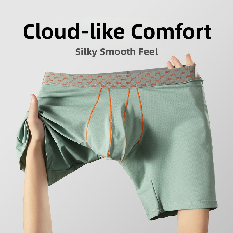 Мъжки боксерки Amazon с пет точки, контрастни цветове, ледено копринени, със средна талия, дишащи, против износване, големи размери