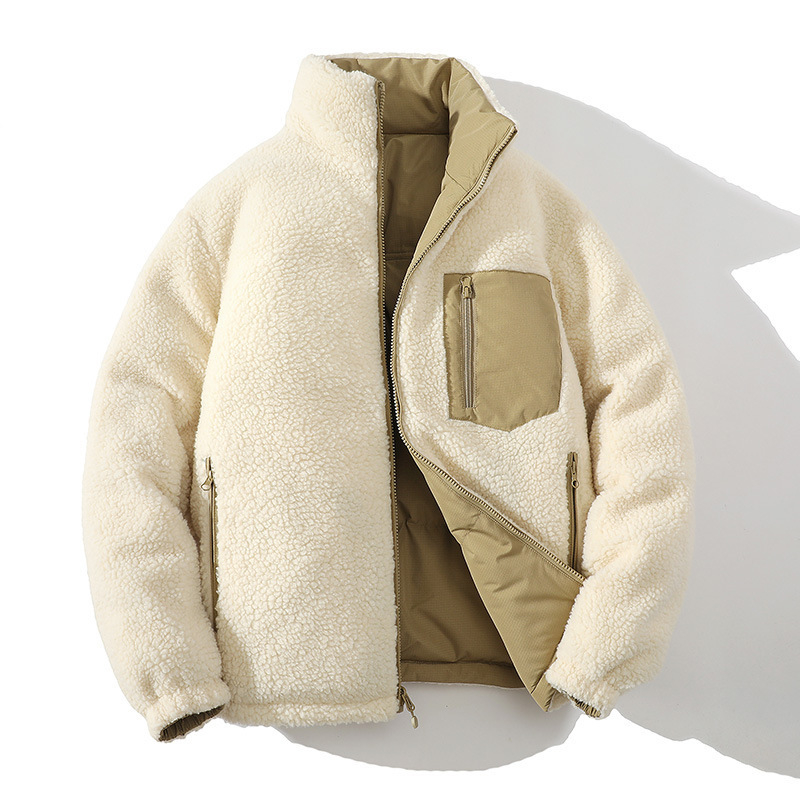 [Двустранно носене] Зимно ново японско двустранно носене, памучно подплатено палто от агнешка вълна за тийнейджъри, модерно марково памучно подплатено палто за тийнейджъри, дейности на открито