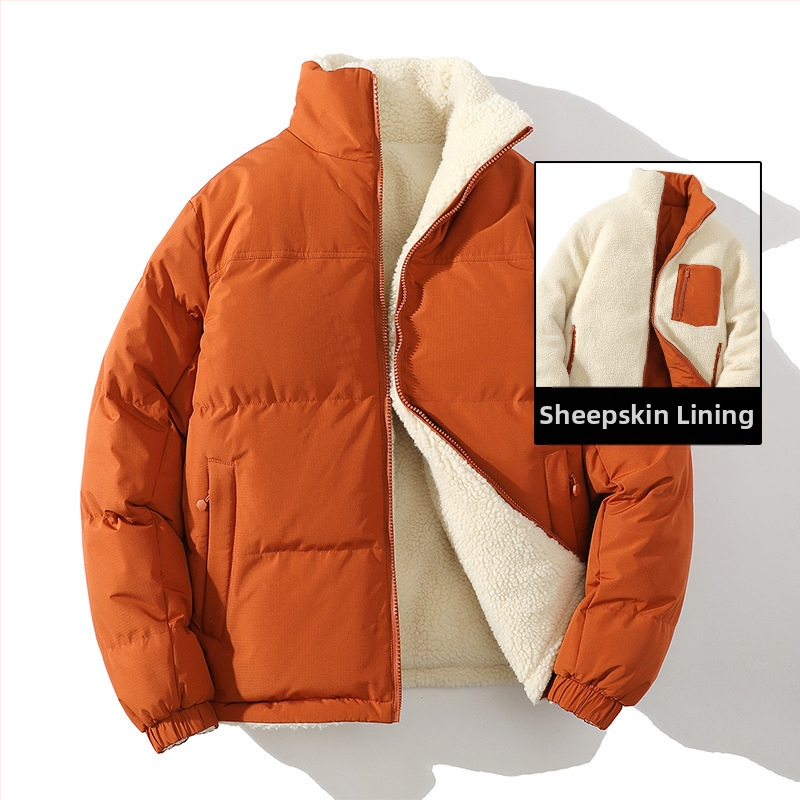 [Двустранно носене] Зимно ново японско двустранно носене, памучно подплатено палто от агнешка вълна за тийнейджъри, модерно марково памучно подплатено палто за тийнейджъри, дейности на открито