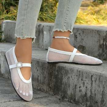 Γυναικεία μπαλαρίνες με στρογγυλή κεφαλή και αγκράφα, ευρωπαϊκά και αμερικανικά, με κοίλο σχέδιο ψαριού, για την άνοιξη και το καλοκαίρι, με μονό παπούτσι Mary Jane.