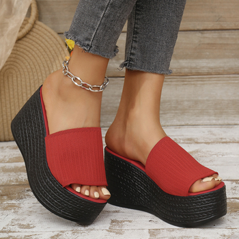 Sandale na platformu za žene, ljeto 2025., novi izvoz, velike veličine, debeli potplat, jednolinijske papuče za plažu