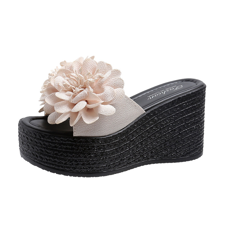 Amazon želja vanjska trgovina novi cvijet jednom riječju papuče za muffine ženske klinaste pete debele podnice velike veličine sandale s visokom petom