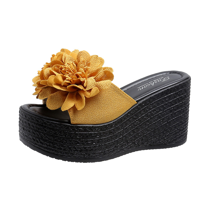 Amazon želja vanjska trgovina novi cvijet jednom riječju papuče za muffine ženske klinaste pete debele podnice velike veličine sandale s visokom petom