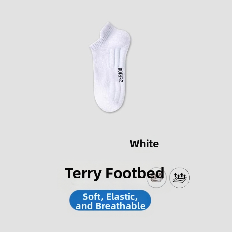 Чорапи Zhuji, мъжки къси летни тънки памучни дезодоранти, абсорбиращи потта, спортни момчета, летни черно-бели, къси тръбички