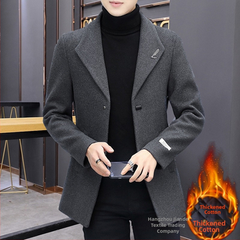 Rudens ir žiemos vilnonis paltas Vyriškas vidutinio ir trumpo dydžio vėjo striukė Vilnonis paltas Vyriškas sustorintas vilnonis kostiumas Naujas