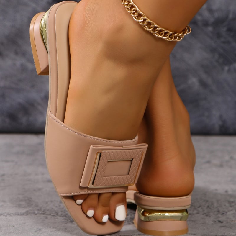 Prekogranične plus size ženske nove ljetne sandale i papuče s visokom petom za 2025. godinu, moderne ženske cipele s četvrtastom glavom i debelom petom, s ribljim prstima