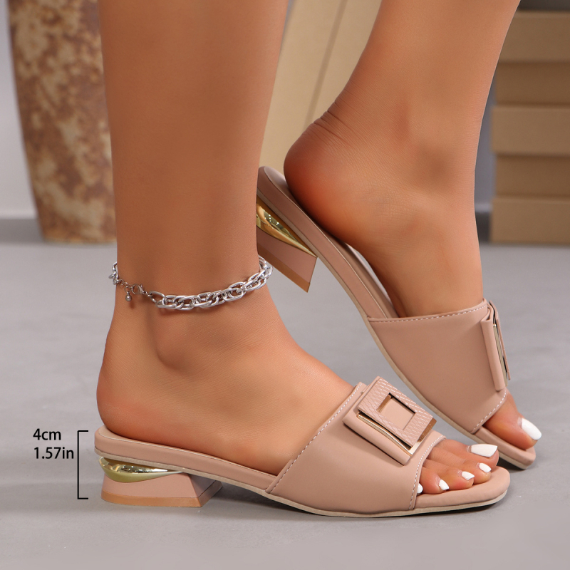 Prekogranične plus size ženske nove ljetne sandale i papuče s visokom petom za 2025. godinu, moderne ženske cipele s četvrtastom glavom i debelom petom, s ribljim prstima