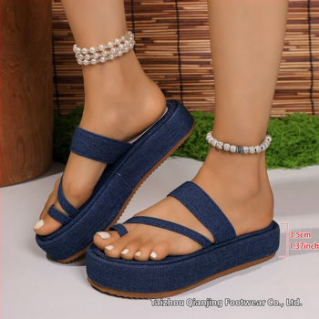 Пантофи с дебела подметка с големи размери, дамски модерни нови пантофи с клиновиден ток, обувки на висок ток, сандали, платформени подметки, папионки, производители, външна търговия